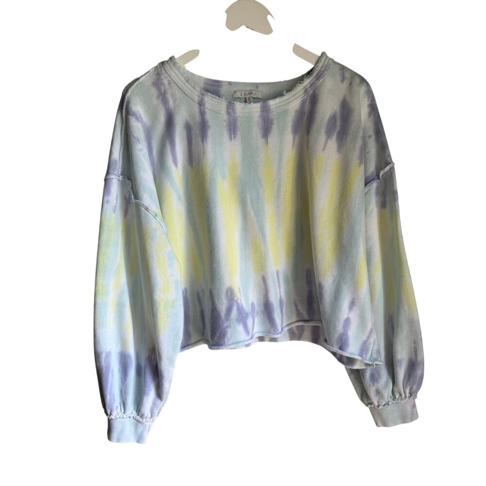 Z Supply Pastel Tie Dye Cropped Sweatshirt Medium Oversized 100% Cotton